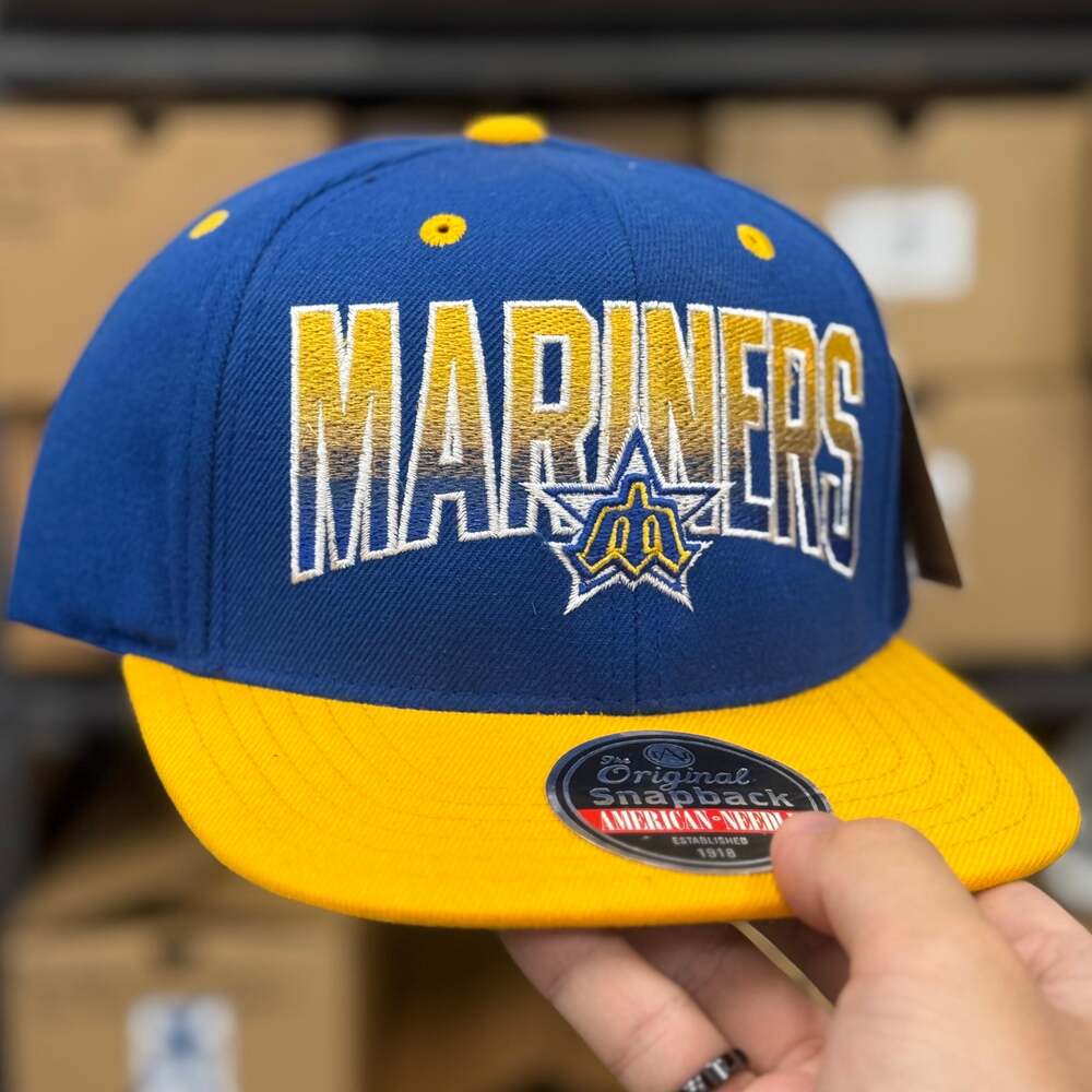 American Needle Seattle Mariners Snapback Hat Royal Gold Fade Letters MLB NWT